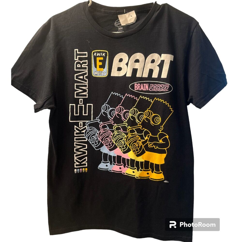 New with Tag The Simpsons Men's Bart Simpson T-Shirt Black Kwik E Mart Sz Small